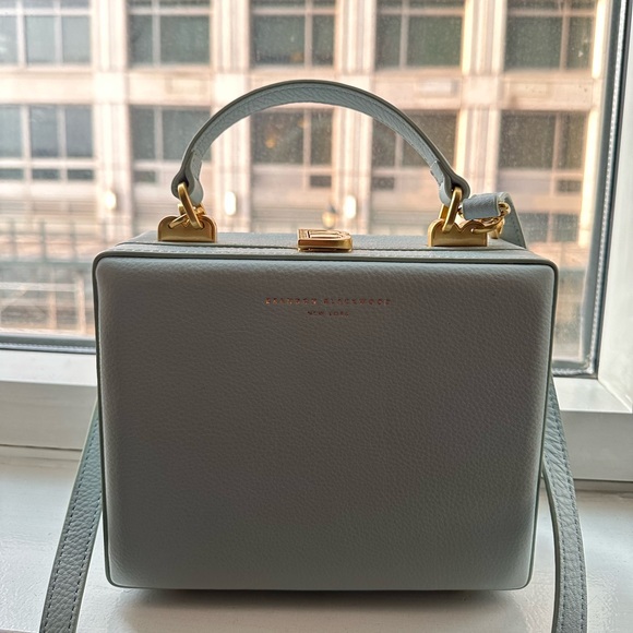 Brandon Blackwood Kendrick Trunk in Powder Blue with Brass Hardware - Picture 3 of 4